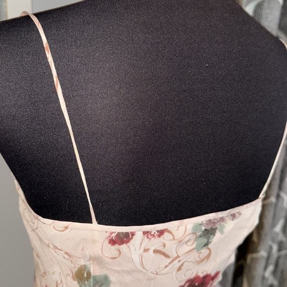 Muse 100% Silk Rose Floral Print Ruffled Spaghetti Strap Fairy Dress - Picture 7 of 10